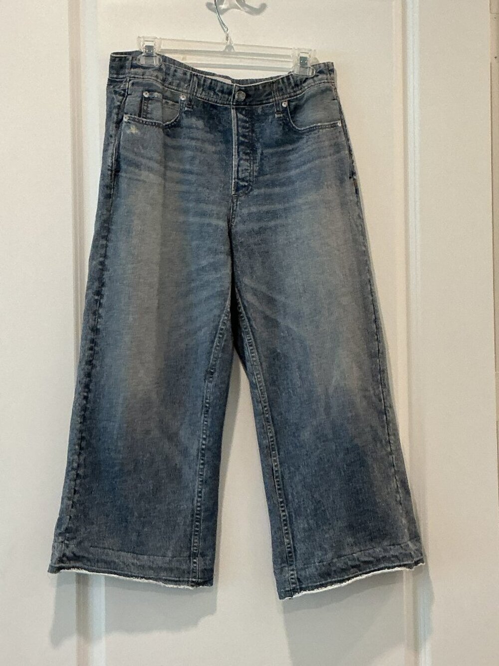 Rag & Bone Cropped Miramar Wide-Leg Sweatpant Jeans